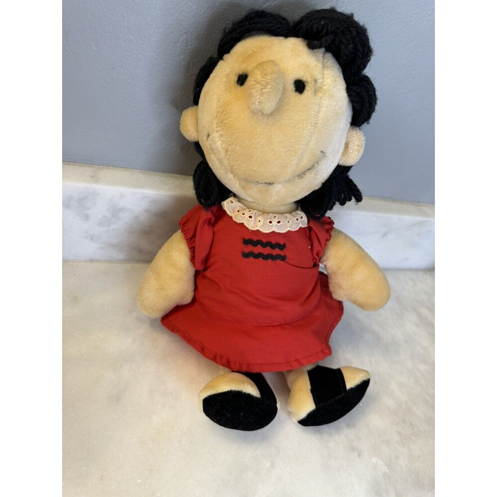 Lucy Red Dress from Peanuts Plush Doll 13" Vintage Yarn Hair